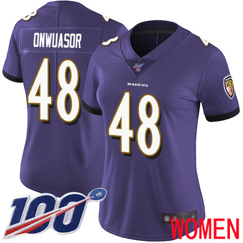 Baltimore Ravens Limited Purple Women Patrick Onwuasor Home Jersey NFL Football #48 100th Season Vapor Untouchable->women nfl jersey->Women Jersey